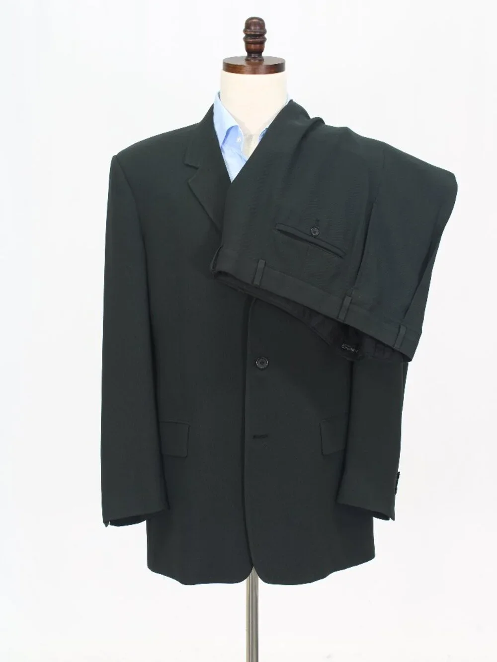 Kenneth Cole 42L 36x33 Green Full Suit 3-Button Solid R947